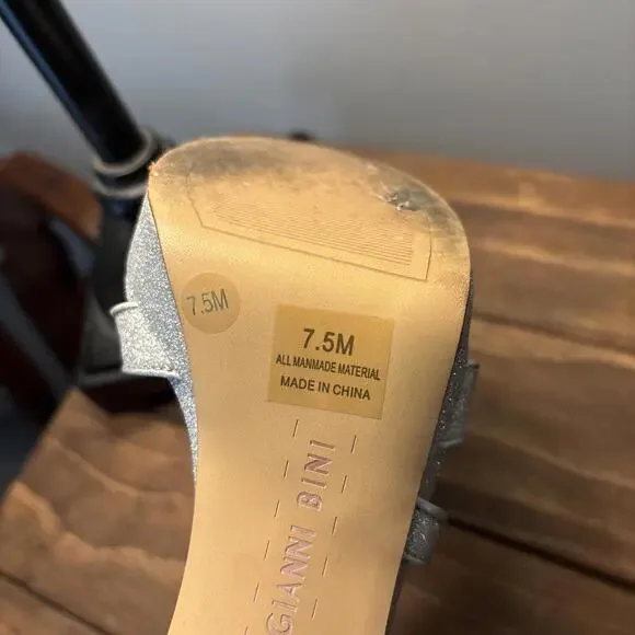 Gianni Bini Women's Size 7.5 M Glitter Silve Ankle Strappy Platform Sandals - Picture 9 of 9